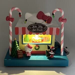 New Hello Kitty Kuromi & Pompompurin Light Up Resin Christmas Candy Cane Village